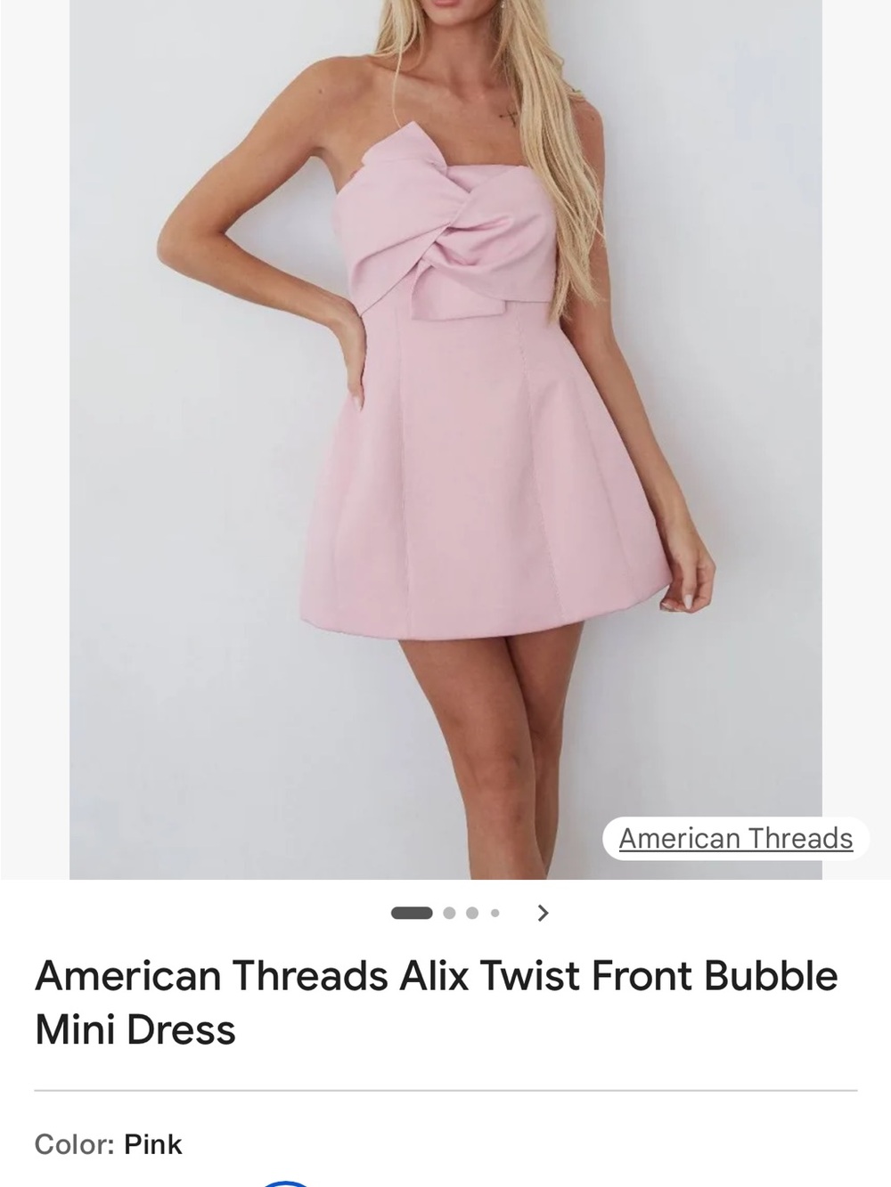 American Threads Blush Twist-Front Mini Dress
